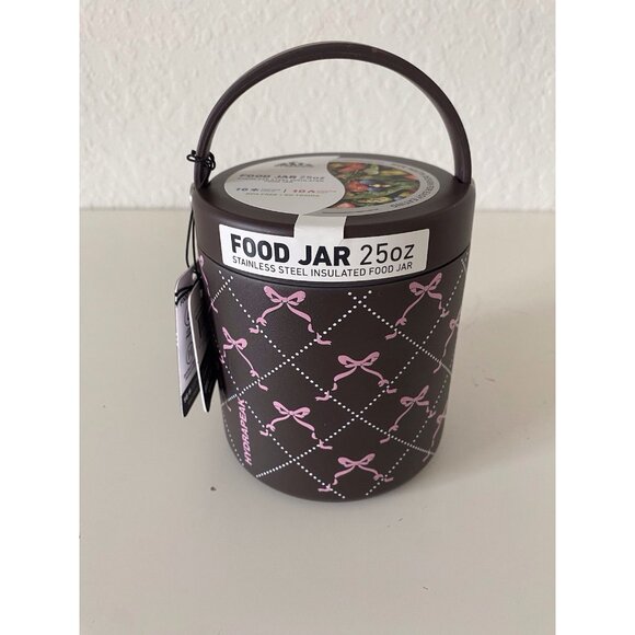 HYDRAPEAK Chocolate Truffle Pink Bows 25 Oz Food Jar Insulated Stainless Steel - Picture 1 of 10